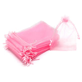 Bezall 100Pcs Pink Organza Bags 3x4 inch, Small Mesh Gift Bags Drawstring Baby Shower Favor Bags Jewelry Wedding Party Candy Pouches